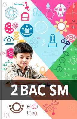 A visually striking cover design featuring various science, math, and physics logos arranged artistically