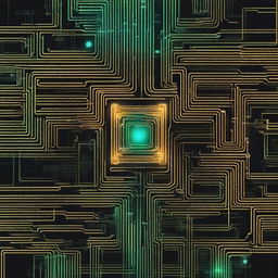 A high-resolution digital art image showing a top-down view of a unique pattern, blending flat and circuit-like areas