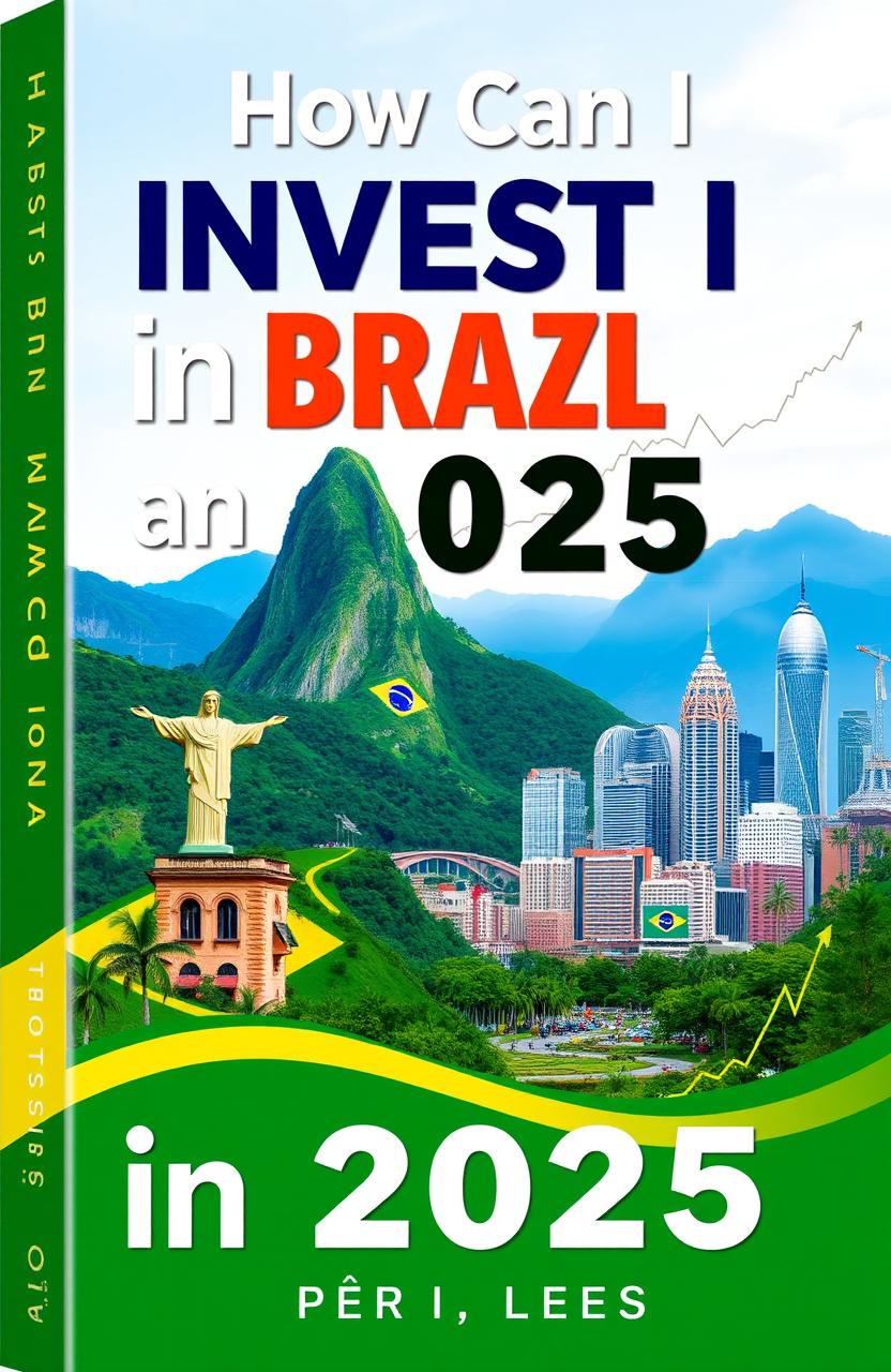 A financial book cover design titled 'How Can I Invest in Brazil in 2025'