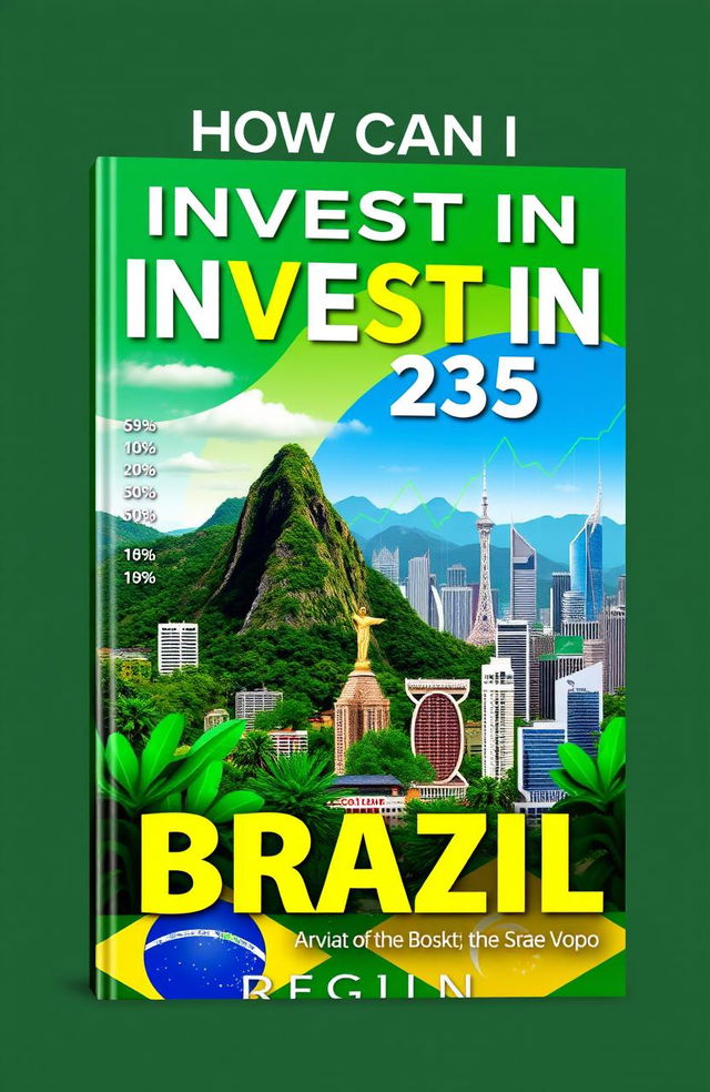 A financial book cover design titled 'How Can I Invest in Brazil in 2025'