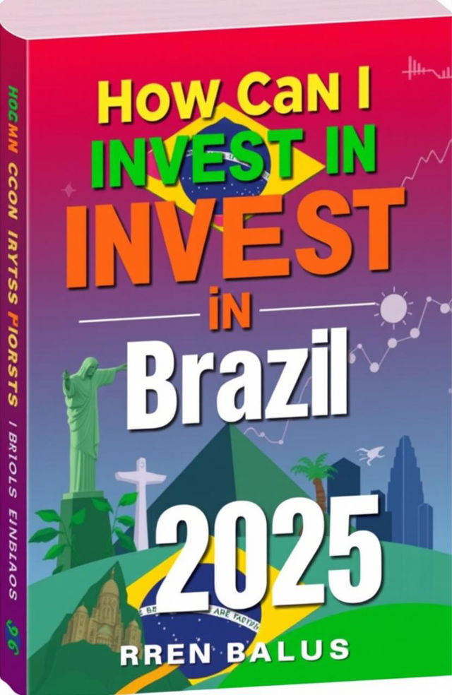 A visually appealing cover design for a financial book titled 'How Can I Invest in Brazil in 2025'