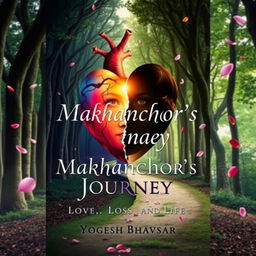 A captivating book cover art for 'Makhanchor's Journey: Love, Loss, and Life' by Yogesh Bhavsar, capturing the emotional depth of the narrative