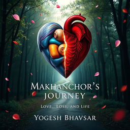 A captivating book cover art for 'Makhanchor's Journey: Love, Loss, and Life' by Yogesh Bhavsar, capturing the emotional depth of the narrative