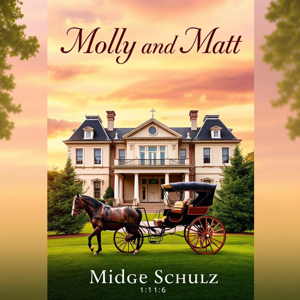 A captivating book cover for 'Molly And Matt' featuring a majestic stately home as the central element