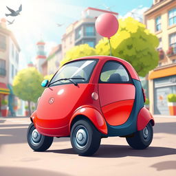 A charming and imaginative depiction of a car that costs 10 Euros
