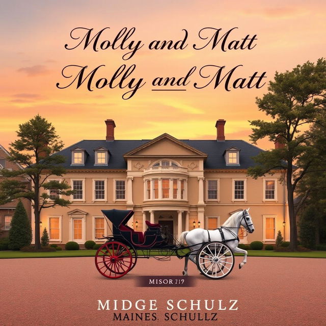 A charming book cover for 'Molly And Matt' depicting an elegant English stately home as the central focus