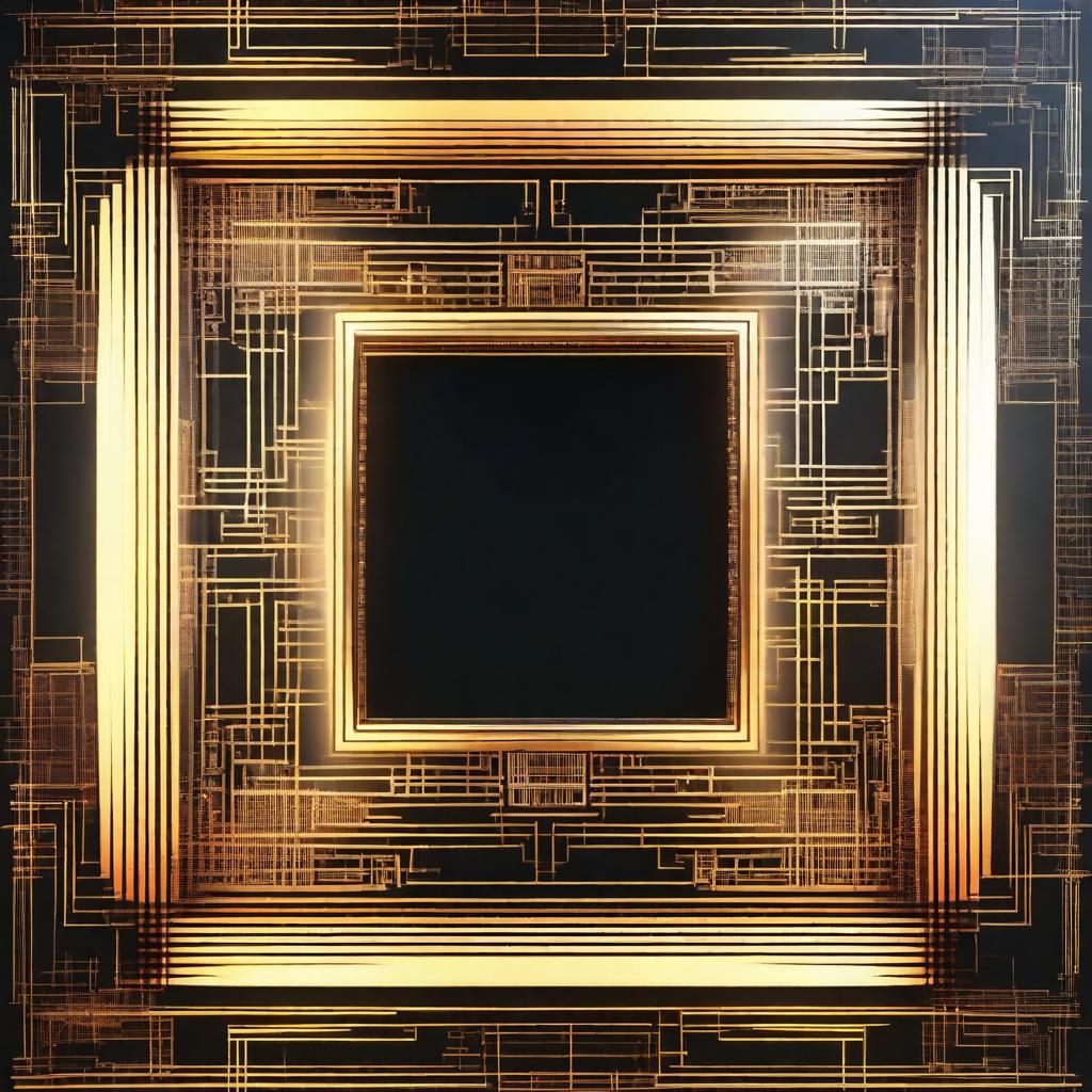 This is a top view of a rectangular frame designed in a science fiction style