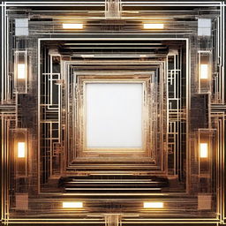 This is a top view of a rectangular frame designed in a science fiction style