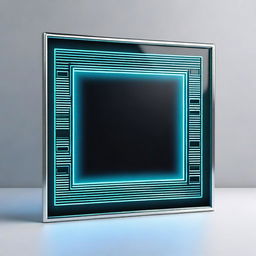 This is a digitally rendered image of a rectangular photo frame in a sci-fi style