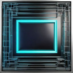 This is a digitally rendered image of a rectangular photo frame in a sci-fi style