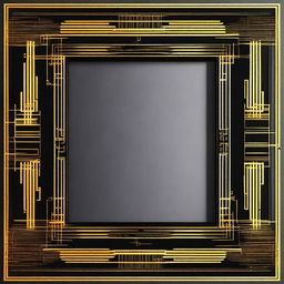 This is a high-quality digital art image of a rectangular photo frame with a sci-fi graphic design