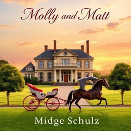An enchanting book cover for 'Molly And Matt' that features an 18th-century English manor house as the centerpiece