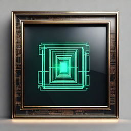 This is a high-quality digital art image of a rectangular photo frame with a sci-fi graphic design