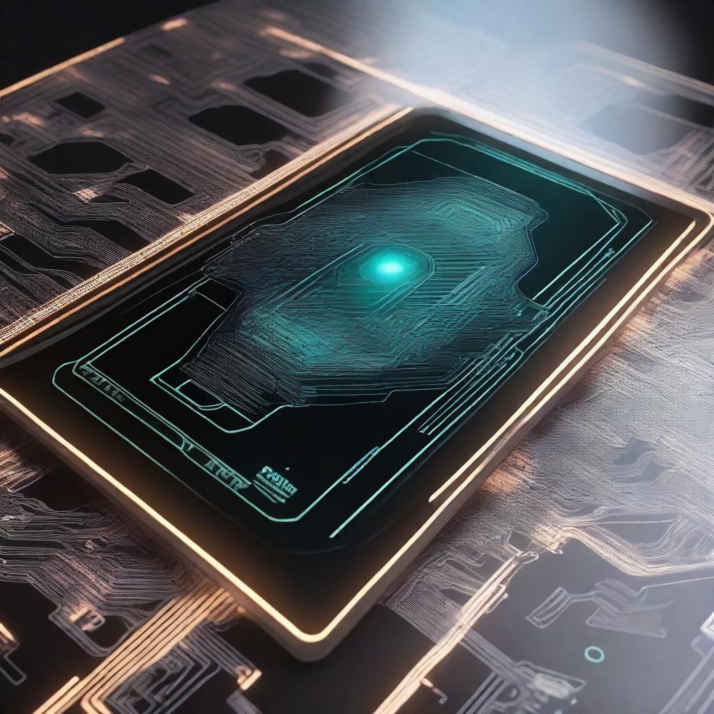 This is a high-resolution digital art image of a rectangular board with a futuristic sci-fi design