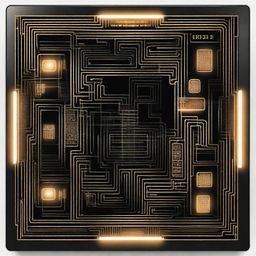 This is a high-resolution digital art image of a rectangular board with a futuristic sci-fi design