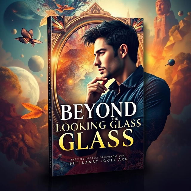 A striking book cover design for 'Beyond the Looking Glass', encapsulating themes of self-development and self-discovery