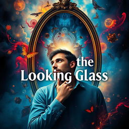 A striking book cover design for 'Beyond the Looking Glass', encapsulating themes of self-development and self-discovery