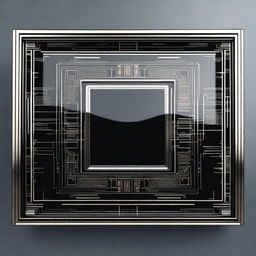 This is a high-quality, top-view digital art rendering of a rectangular, futuristic sci-fi monitor