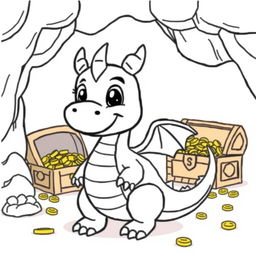 A cute-style illustration of a friendly dragon, designed for a children's coloring book