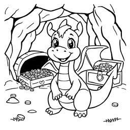 A cute-style illustration of a friendly dragon, designed for a children's coloring book