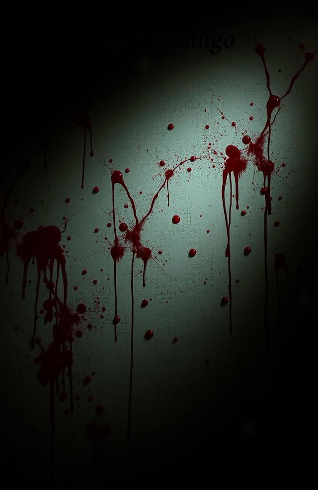 A dramatic and intense image featuring a blood-splattered wall, evoking a sense of mystery and horror