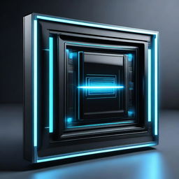 This is a graphic design of a rectangular, futuristic sci-fi monitor