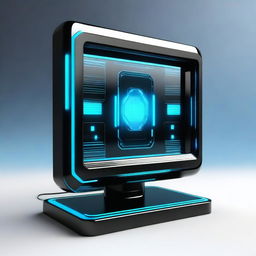 This is a graphic design of a rectangular, futuristic sci-fi monitor