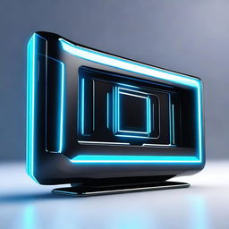 This is a graphic design of a rectangular, futuristic sci-fi monitor