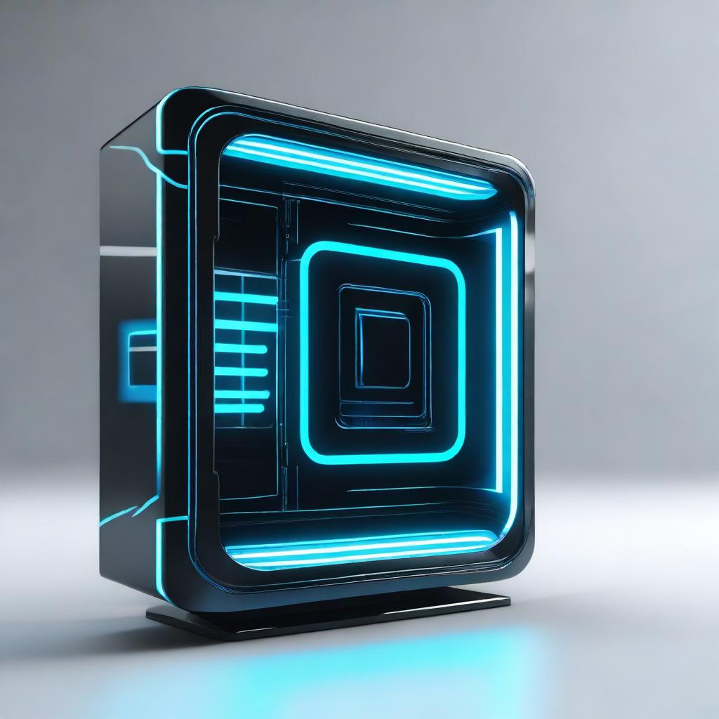 This is a graphic design of a rectangular, futuristic sci-fi monitor