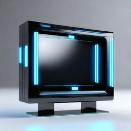 This is a graphic design of a rectangular, futuristic sci-fi monitor