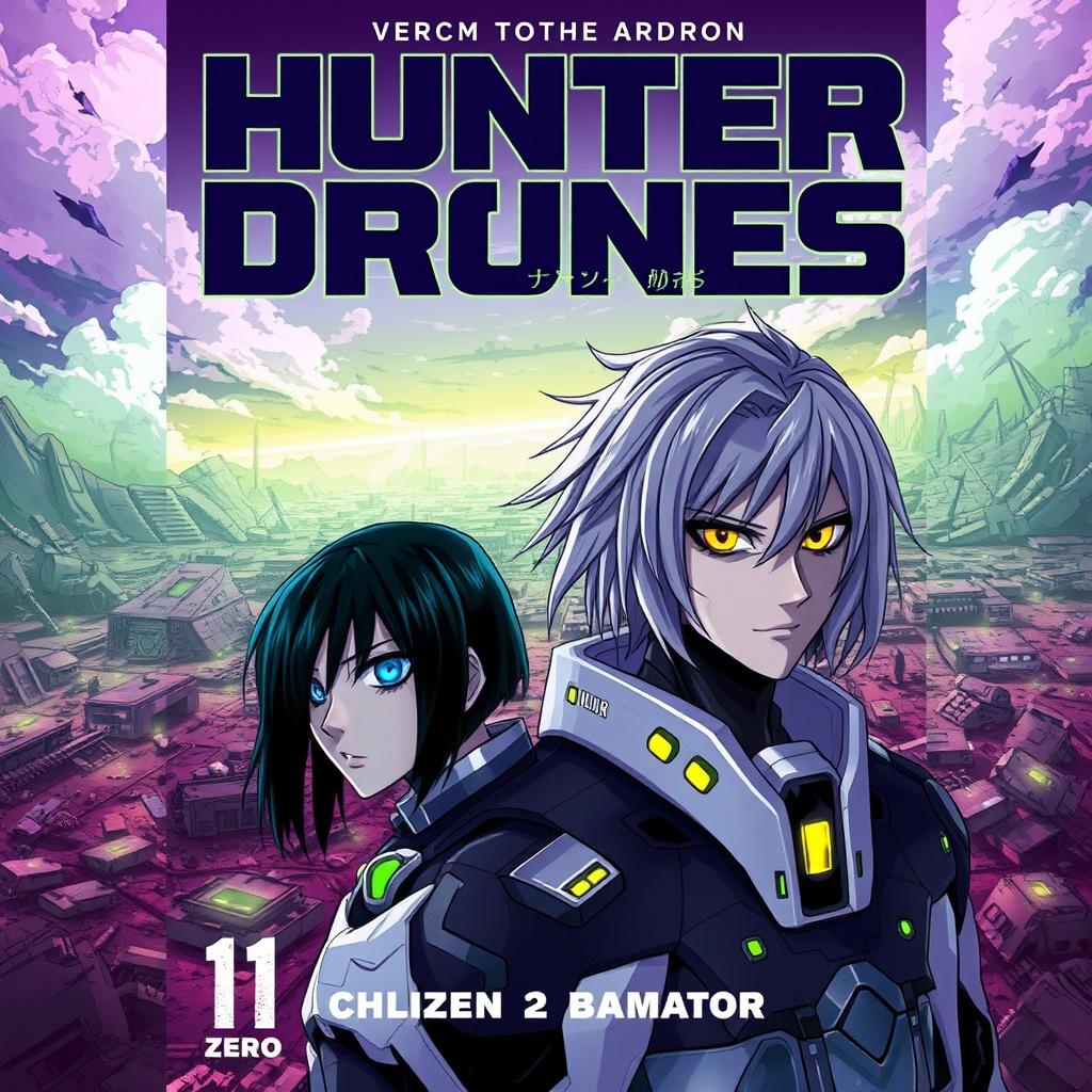 A striking cover design for the light novel series 'Hunter Drones'