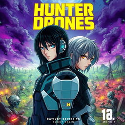 A striking cover design for the light novel series 'Hunter Drones'