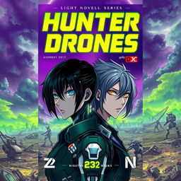 A striking cover design for the light novel series 'Hunter Drones'