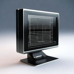 A futuristic sci-fi monitor in rectangular shape, viewed in orthographic projection