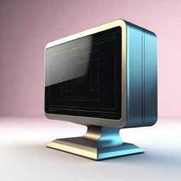 A futuristic sci-fi monitor in rectangular shape, viewed in orthographic projection