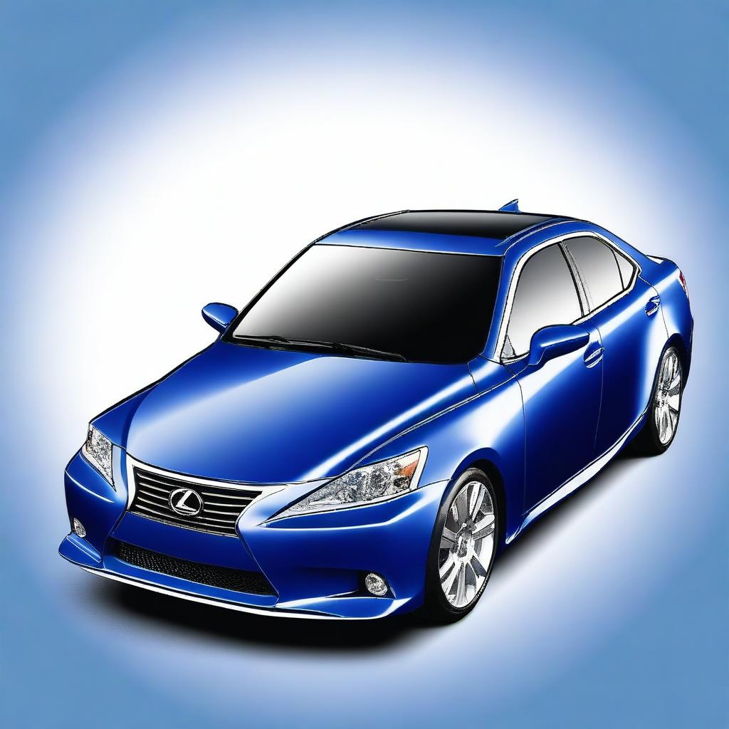 A high-quality digital art image of a first generation Lexus IS200 in a striking blue color