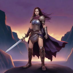 This is a high-quality digital art image of a character named Vaigna, a warrior princess