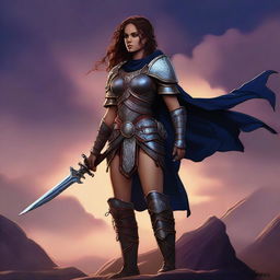 This is a high-quality digital art image of a character named Vaigna, a warrior princess