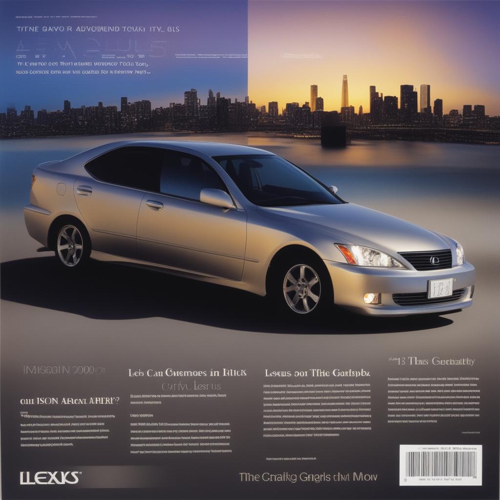 A high-quality, full-page magazine advertisement featuring a first-generation Lexus IS200 in blue