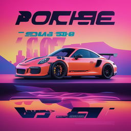 A vibrant magazine advertisement featuring a Porsche GT3 RS with a bodykit, vinyl graphics, and neon lights, set against a Tokyo-style backdrop