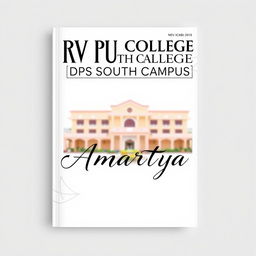 A visually appealing book cover for a school magazine featuring the title "RV PU COLLEGE DPS SOUTH CAMPUS" displayed prominently at the top in a bold, modern font