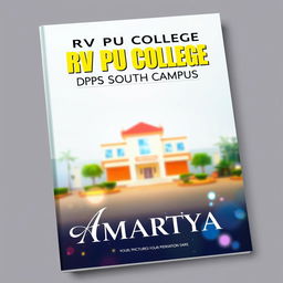 A visually appealing book cover for a school magazine featuring the title "RV PU COLLEGE DPS SOUTH CAMPUS" displayed prominently at the top in a bold, modern font