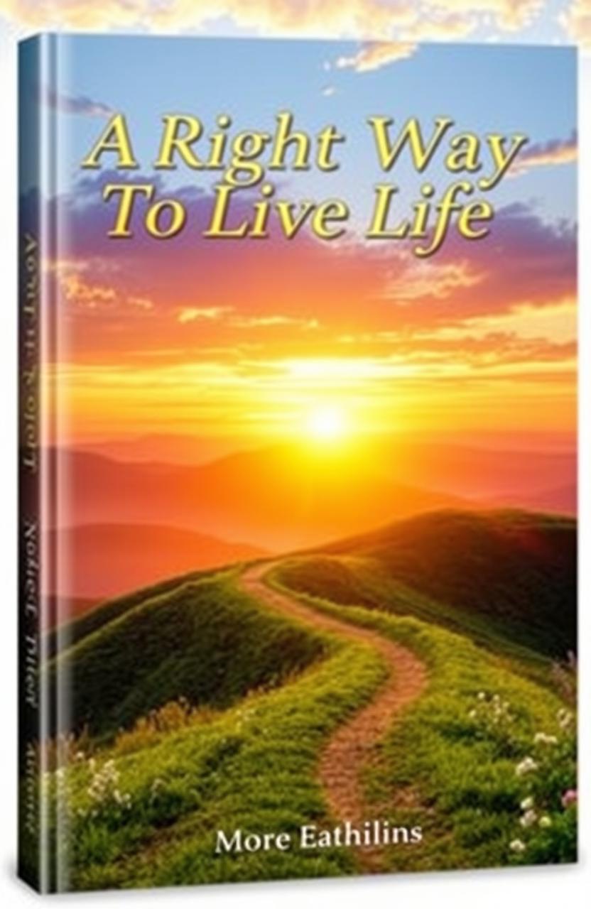 A beautiful and inspirational book cover for a motivational book titled "A Right Way To Live Life"