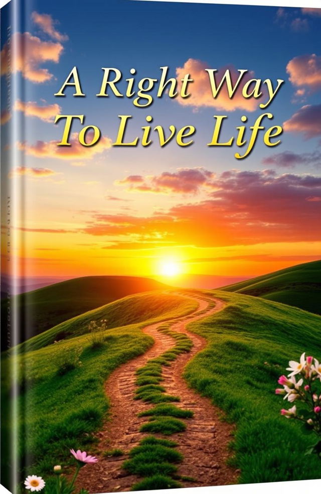 A beautiful and inspirational book cover for a motivational book titled "A Right Way To Live Life"