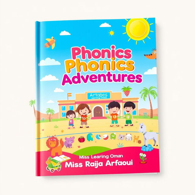 A colorful and engaging phonics book cover designed for early childhood education