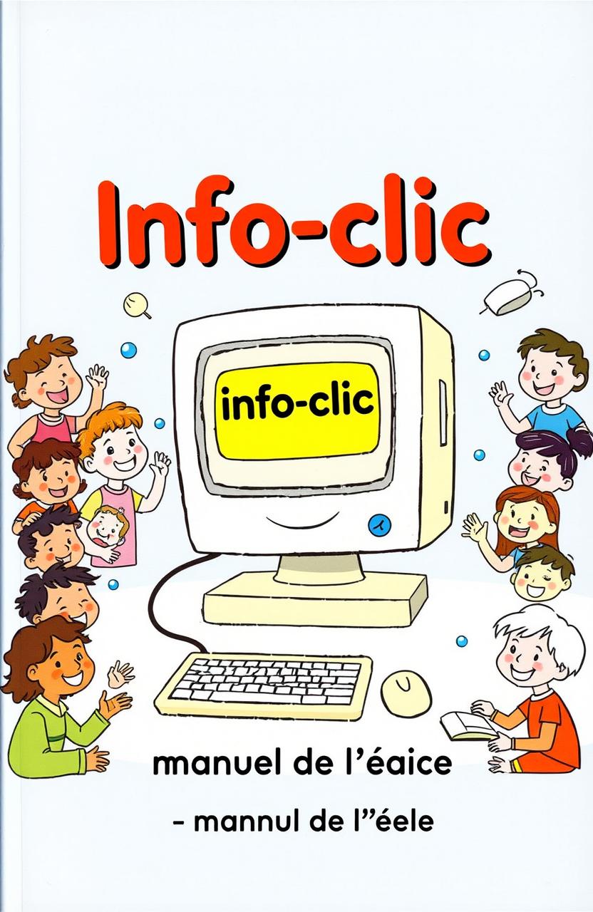 A joyful and engaging cover page for a manual titled 'Info-Clic'