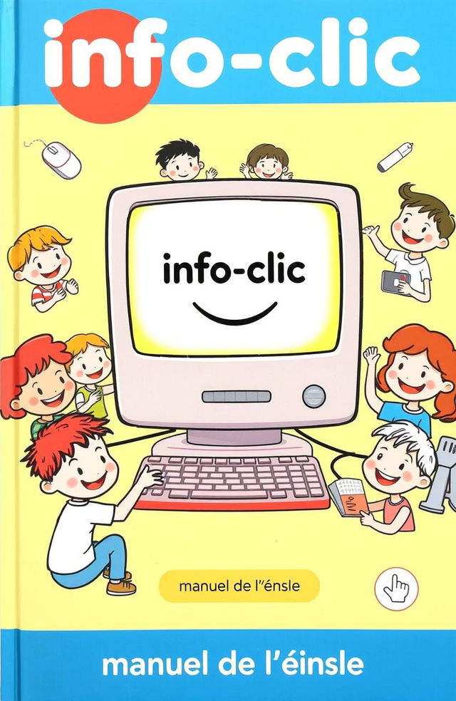 A joyful and engaging cover page for a manual titled 'Info-Clic'