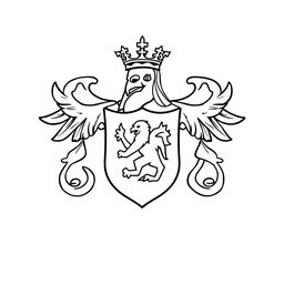 A simple yet decorative illustration of a coat of arms, designed for a children's coloring book