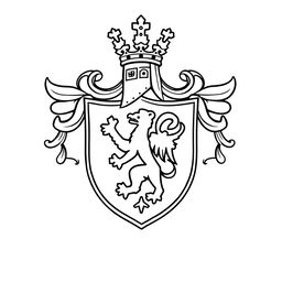 A simple yet decorative illustration of a coat of arms, designed for a children's coloring book