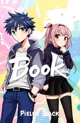 An attractive cover design for a fictional book featuring two anime-style characters; a boy with a cold expression and a girl with a pure, innocent look